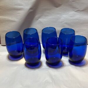 Set of Blue Glass Tumblers (7)